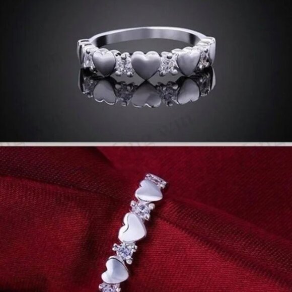 Jewelry - Dainty Rose Gold Heart & White CZ Accented Ring (silver is out of stock)